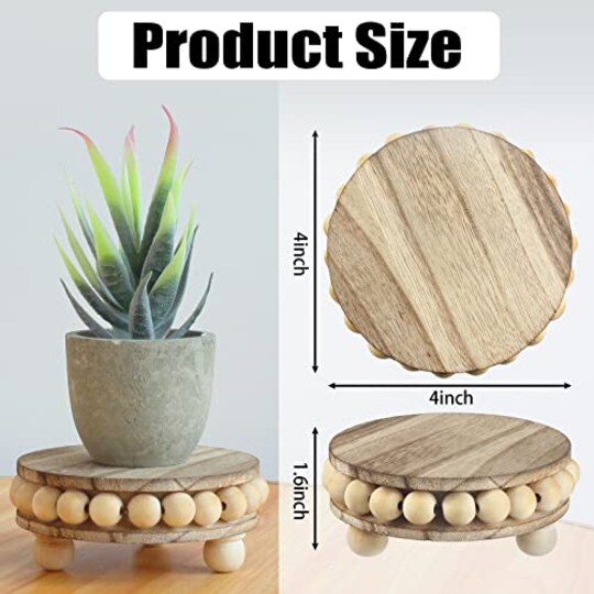 yunmanqiji; 2 Pieces Wood Riser, Risers for Decor,Pedestal Stand,Display Stand apply to Home Decor,Farmhouse Decor,Tiered Tray Decor(Brown, 4 Inches); Category:Accent Pieces; Image:1